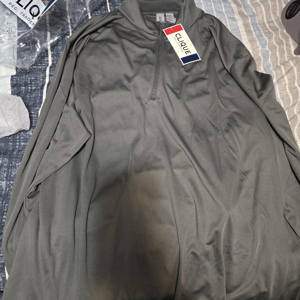 Clique Men's Lightweight Green/Gray 3/4 Zip Pull Over